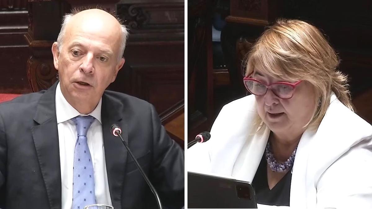 Javier García y Sandra Lazo, ayer en el Parlamento de Uruguay