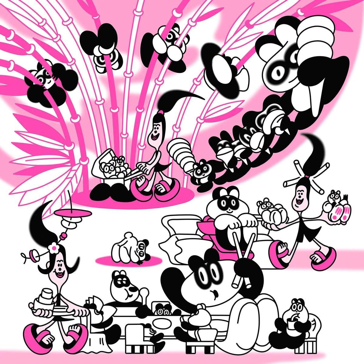 Detall d'una il·lustració de Manya Kulak present a l'exposició que organitza Roger Omar.