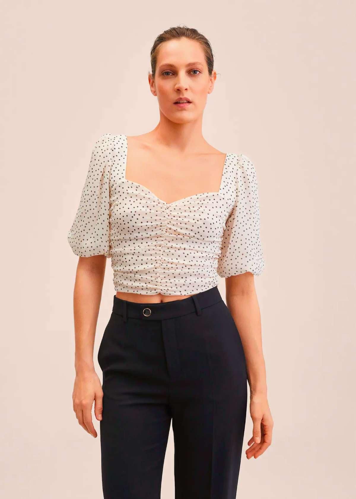 Blusa gasa con detalles drapeados