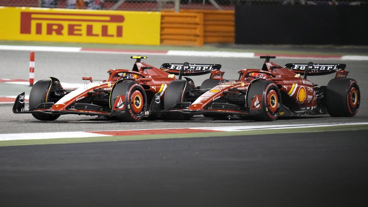 Sainz superando a Leclerc