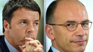 Combo de imágenes de Matteo Renzi (izq) y Enrico Letta.