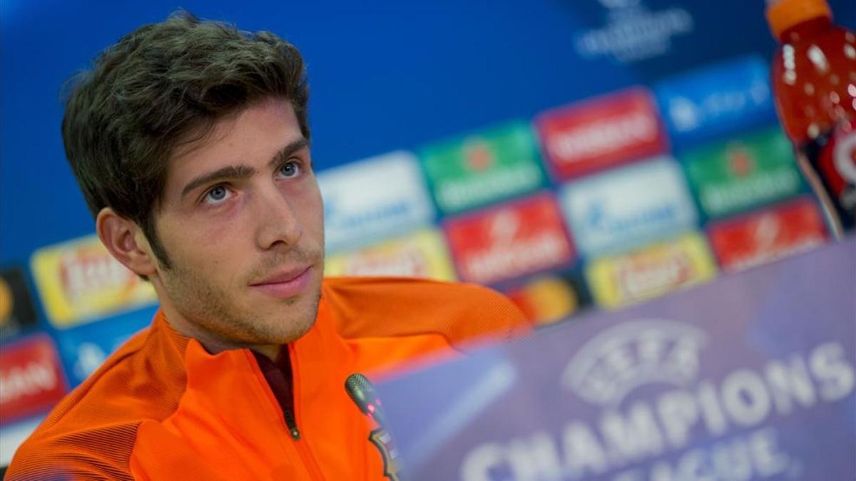 Sergi Roberto, durante su comparecencia de prensa en la Ciutat Esportiva