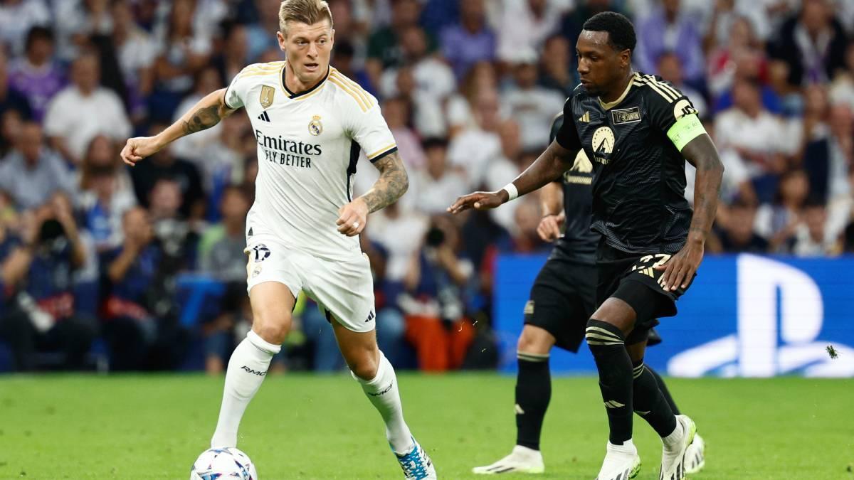 Tony Kroos, en un lance del partido de la primera vuelta ante el Union Berlin