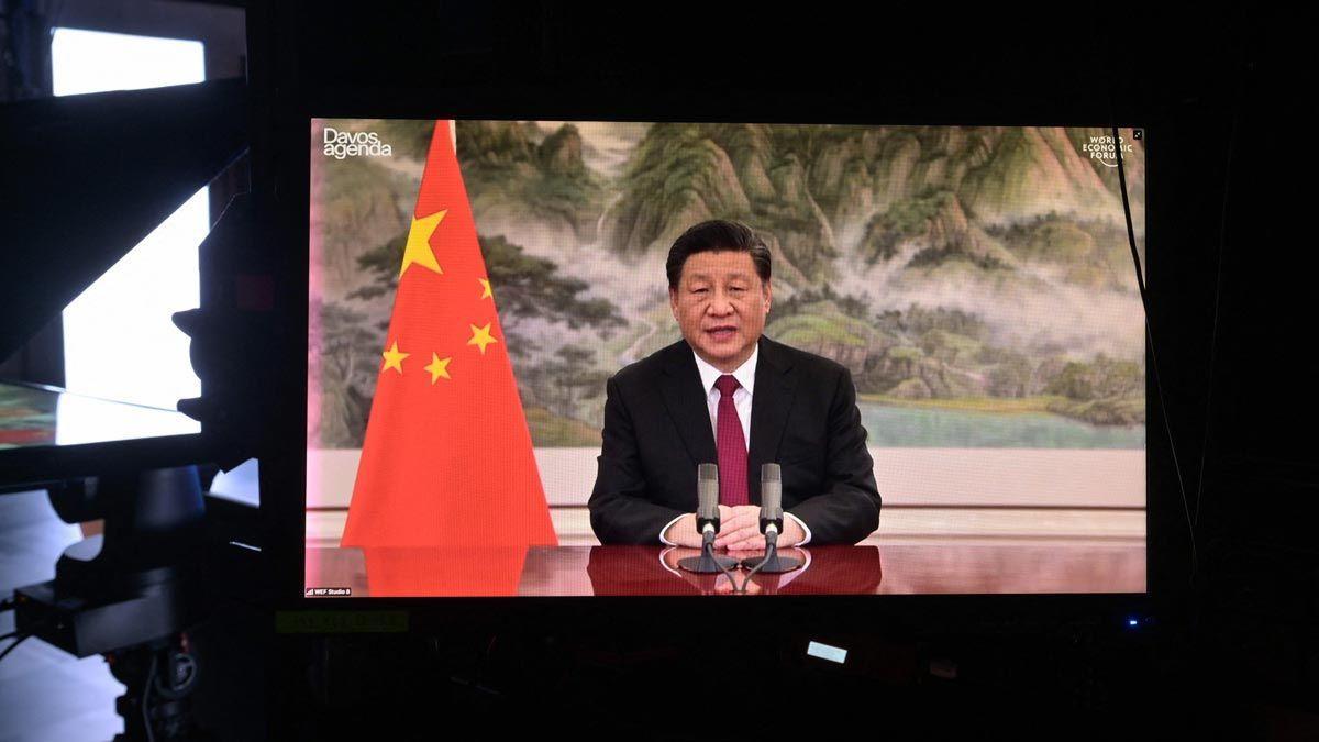 El presidente chino Xi Jinping durante su intervención telemática en la inauguración del foro de Davos