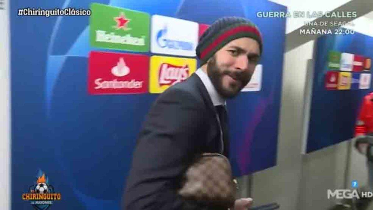 Benzema, en la zona mixta de Brujas