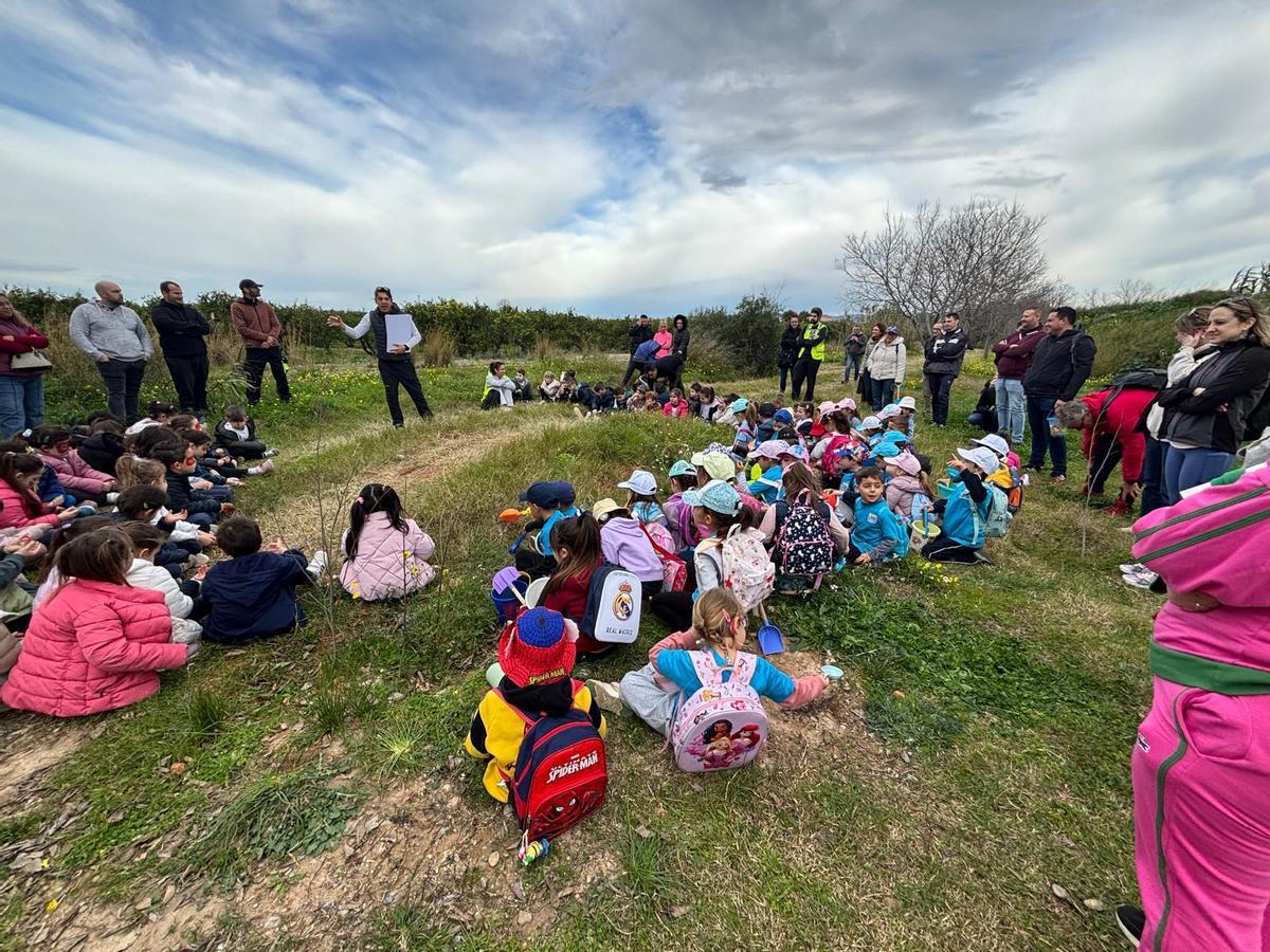 Almassora celebra el Día del Árbol con cerca de 250 escolares de Infantil en el Clot dels Abellerols.