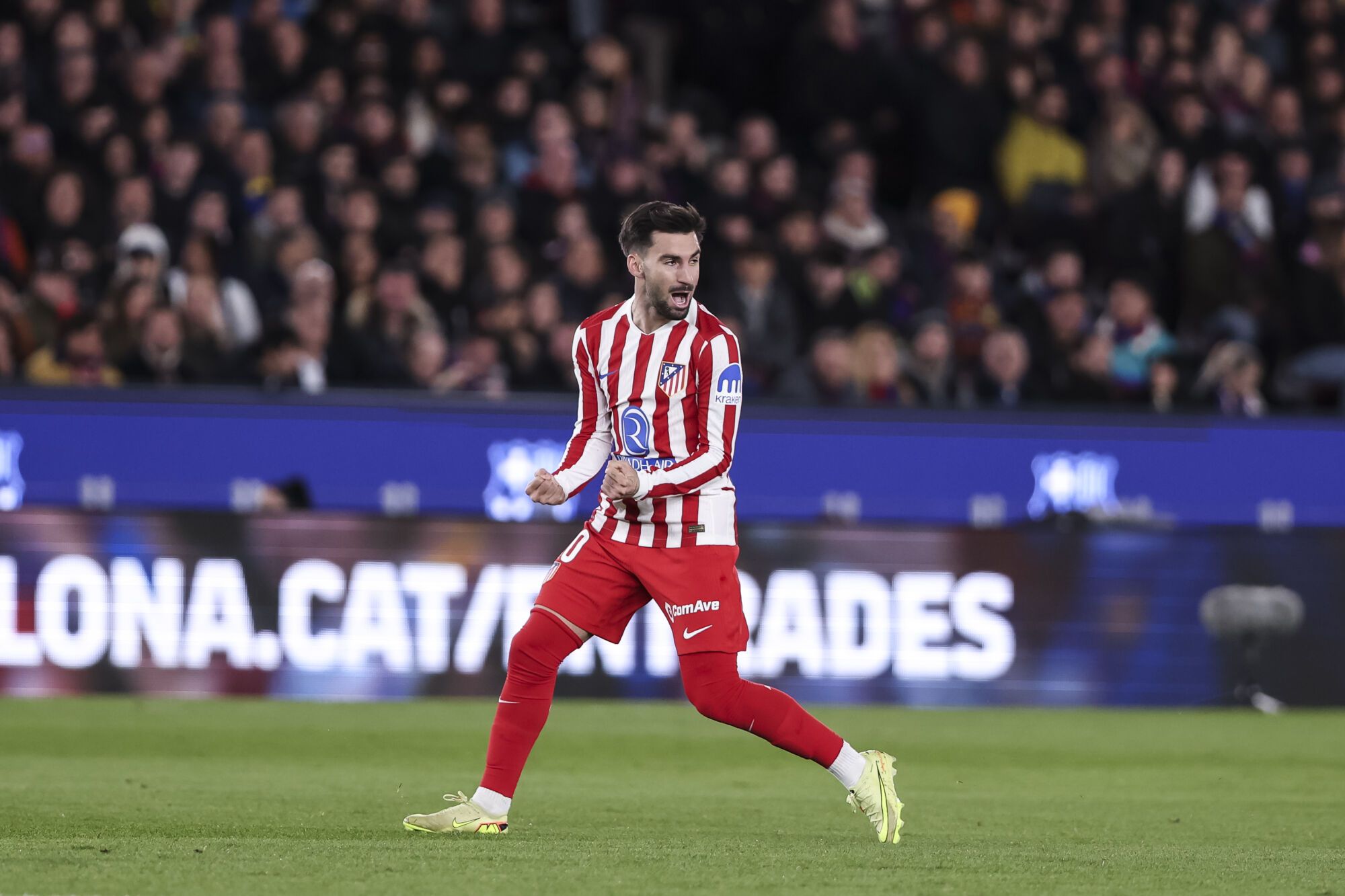Alex Baena of Atletico de Madrid celebrates a goal during the Spanish league, La Liga EA Sports, football match played between FC Barcelona and Atletico de Madrid at Spotify Camp Nou stadium on December 02, 2025 in Barcelona, Spain. AFP7 02/12/2025 ONLY FOR USE IN SPAIN. Javier Borrego / AFP7 / Europa Press;2025;SPORT;ZSPORT;SOCCER;ZSOCCER;FC Barcelona v Atletico de Madrid - La Liga EA Sports;