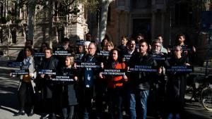 Fotografía unitaria ante el TSJC contra las imputaciones por el Tsunami Democràtic