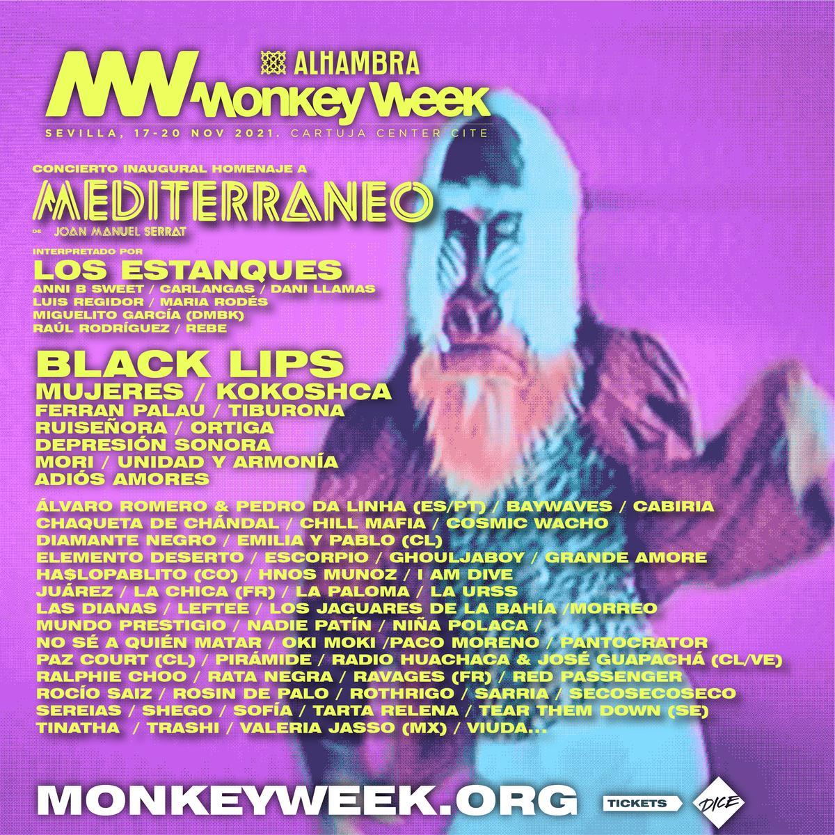 Cartel anunciador del Alhambra Monkey Week 2021.