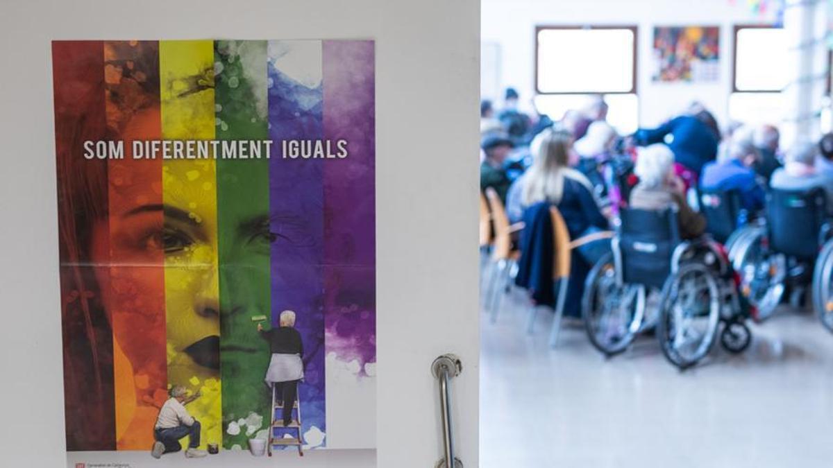 Varios usuarios de la residencia Gent Gran de Gràcia han participado en la presentación del protocolo para incorporar la prespectiva LGTBI en los geriátricos.