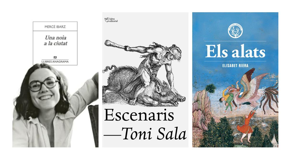 Portadas de 'Una noia de ciutat', 'Escenaris' y 'Els alats'.