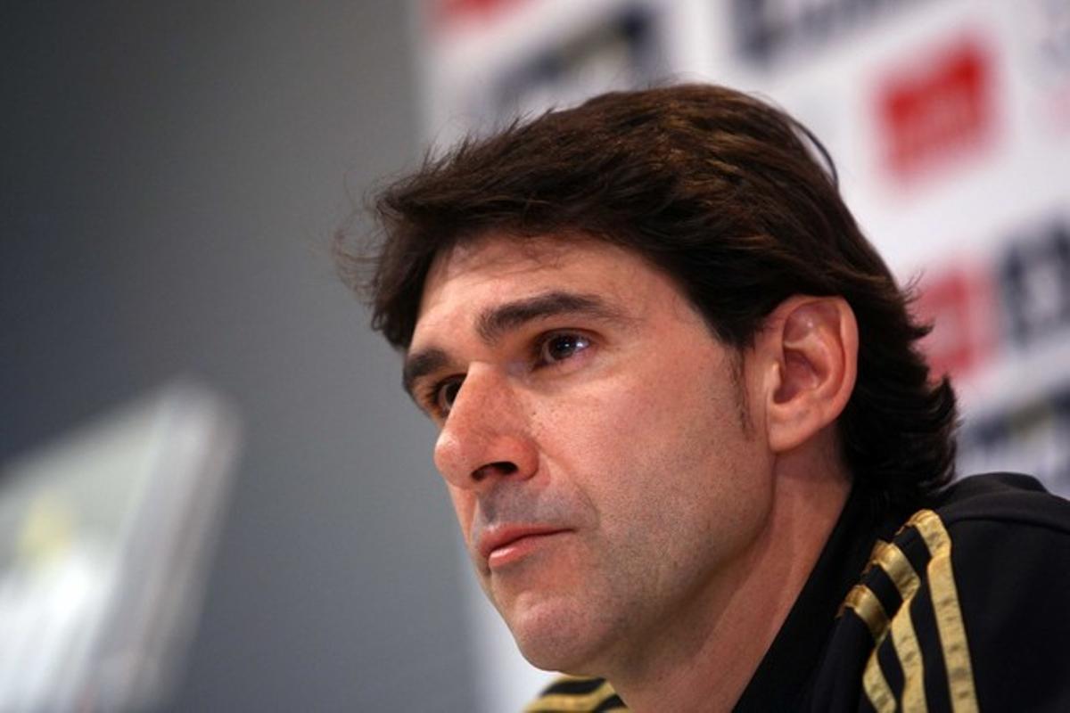 Aitor Karanka, durant la roda de premsa. Aitor Karanka, durant la roda de premsa.