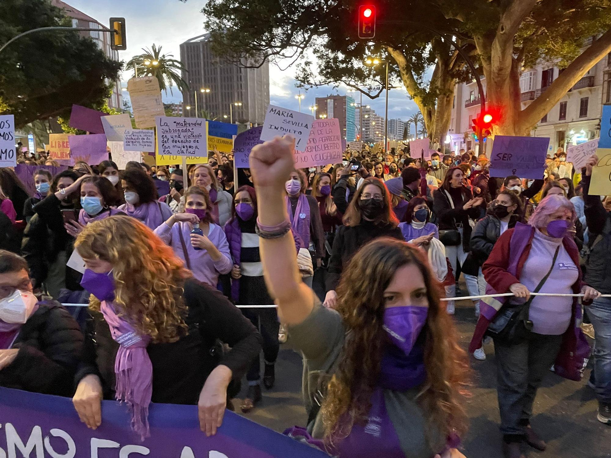 Las imágenes de la marcha multitudinaria por el Día Internacional de la Mujer en Málaga.