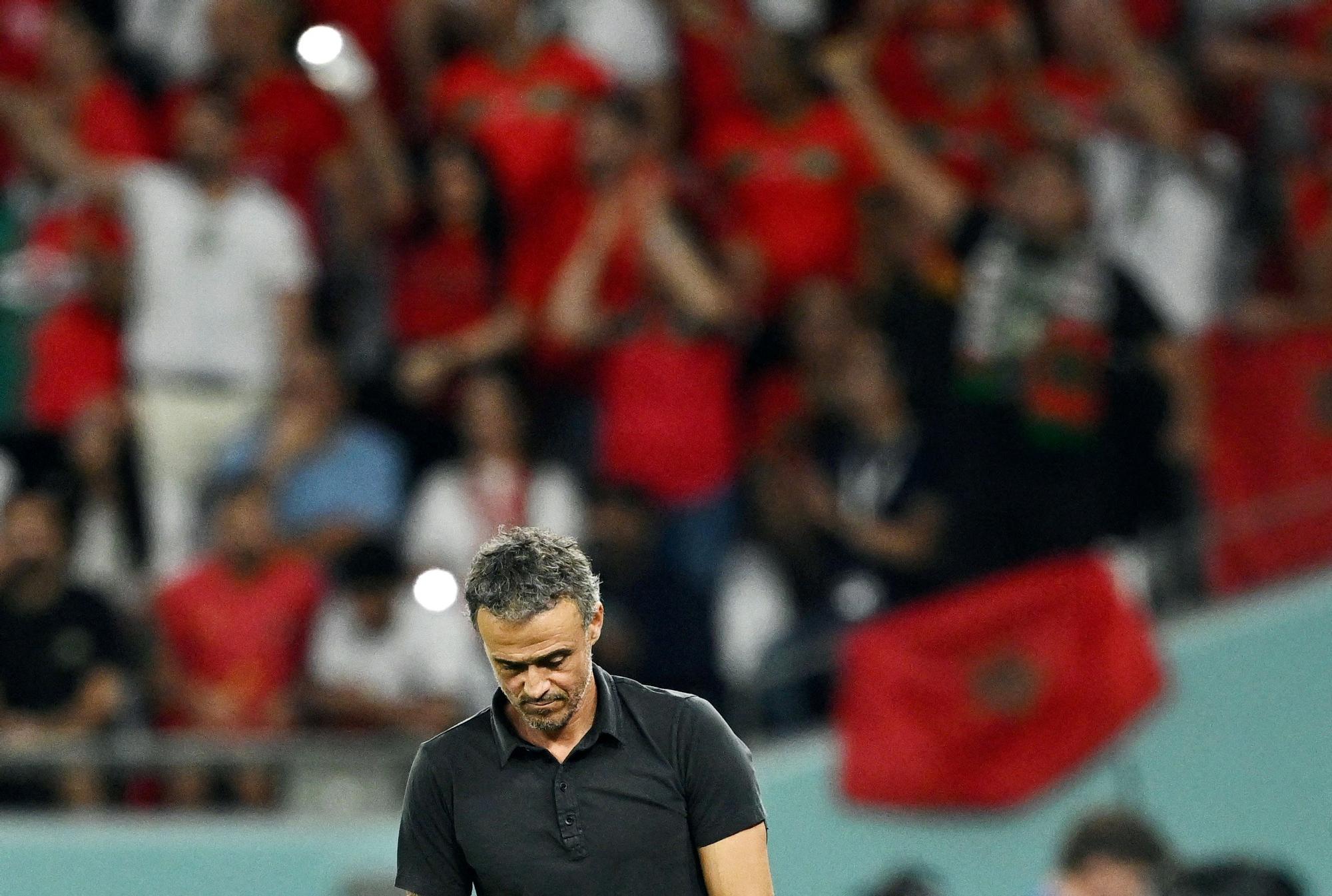 Luis Enrique, seleccionador español, durante el partido contra Marruecos.