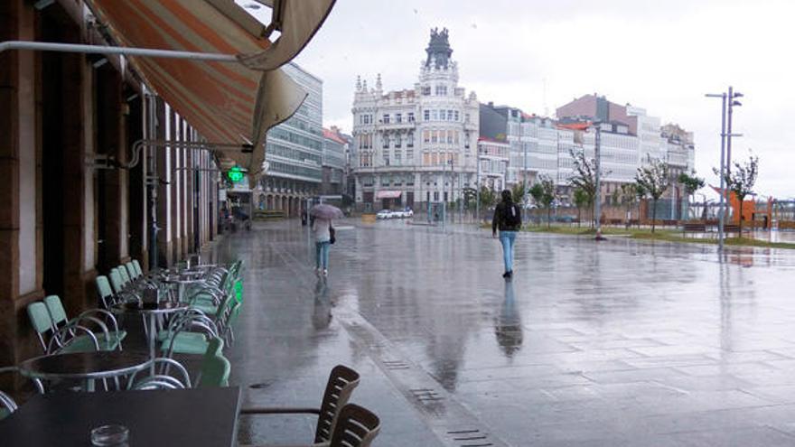 La Marina de A Coruña, un día lluvioso.