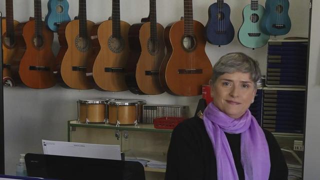 Margarita Muñoz en el Aula de Música del IES Cañada de las Eras.