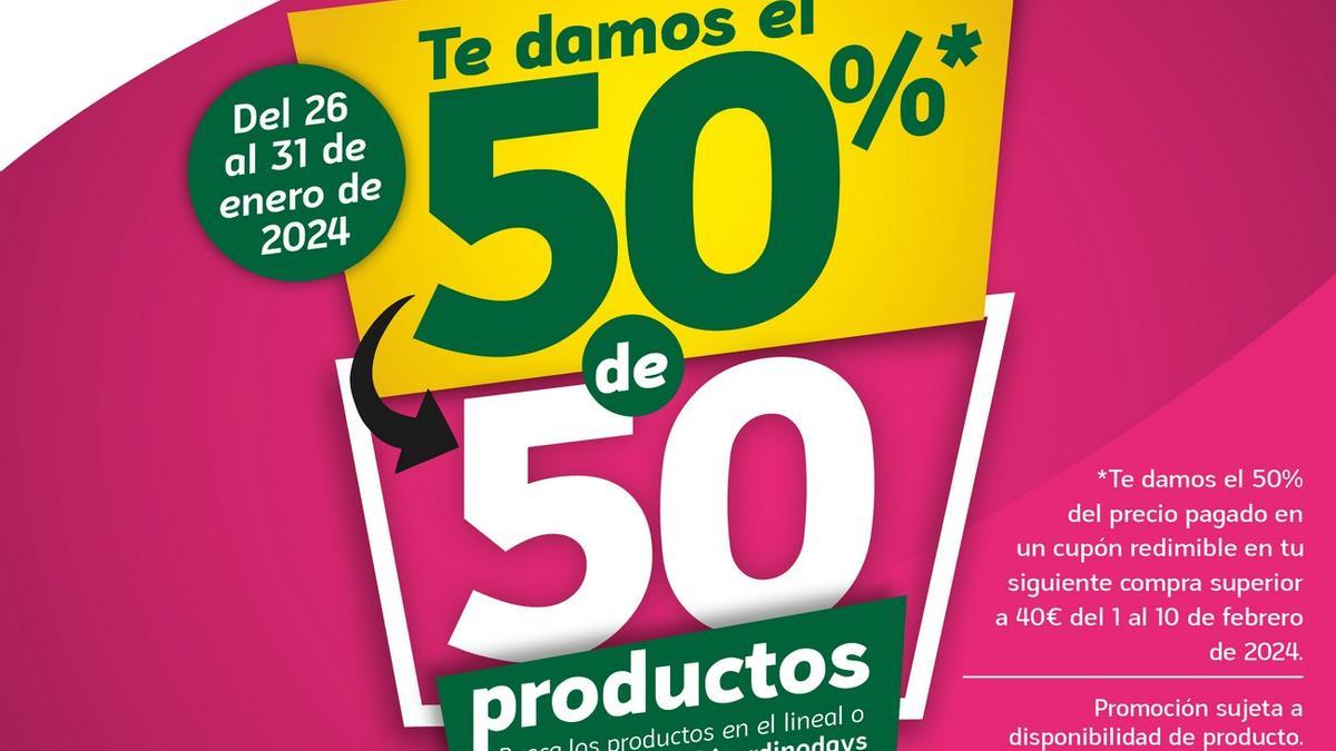 50 productos al 50% solo en HiperDino.