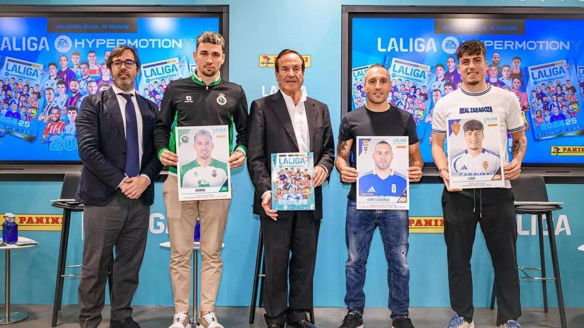 Al evento de presentación acudieron Santi Cazorla, del Real Oviedo; Juan Carlos Arana, del R. Racing Club; y Adrián Liso, del Real Zaragoza
