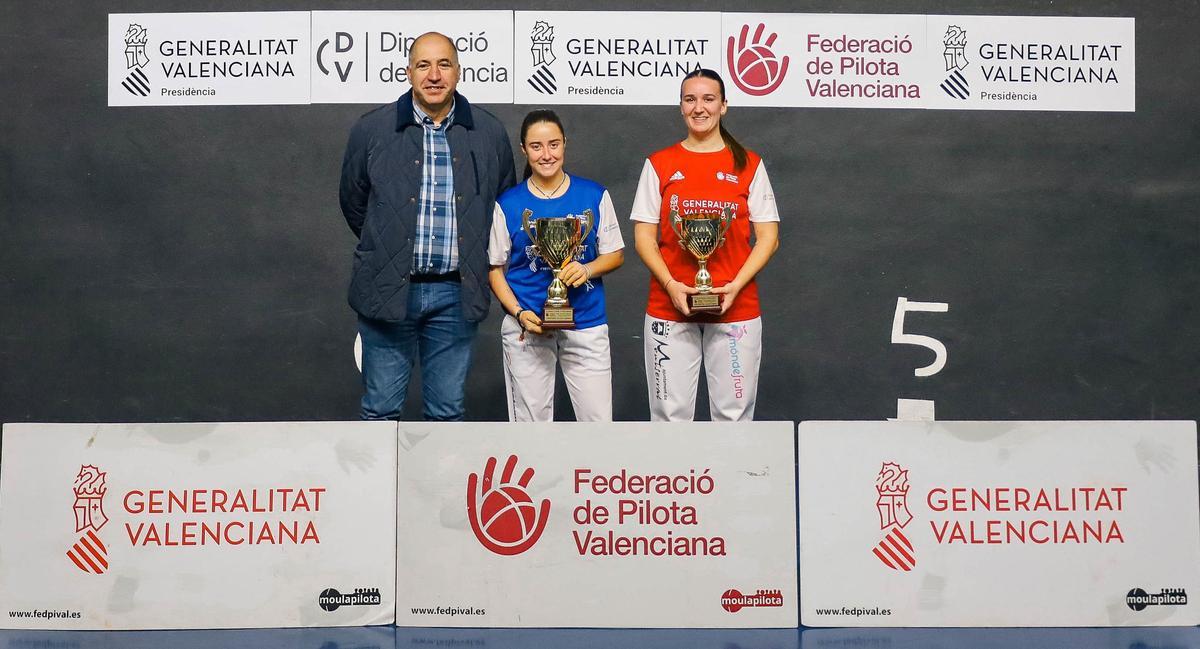 Elisa (blau) i Blanca (roig) amb els seus títols de Segona femenina.