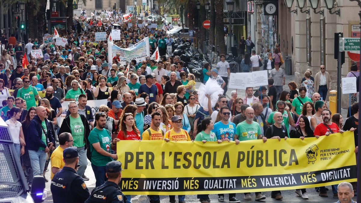 La huelga de educación en València, en imágenes