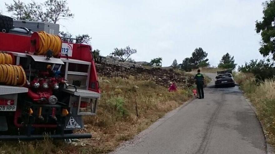 Sofocan un incendio causado por un coche tras afectar a masa agrícola