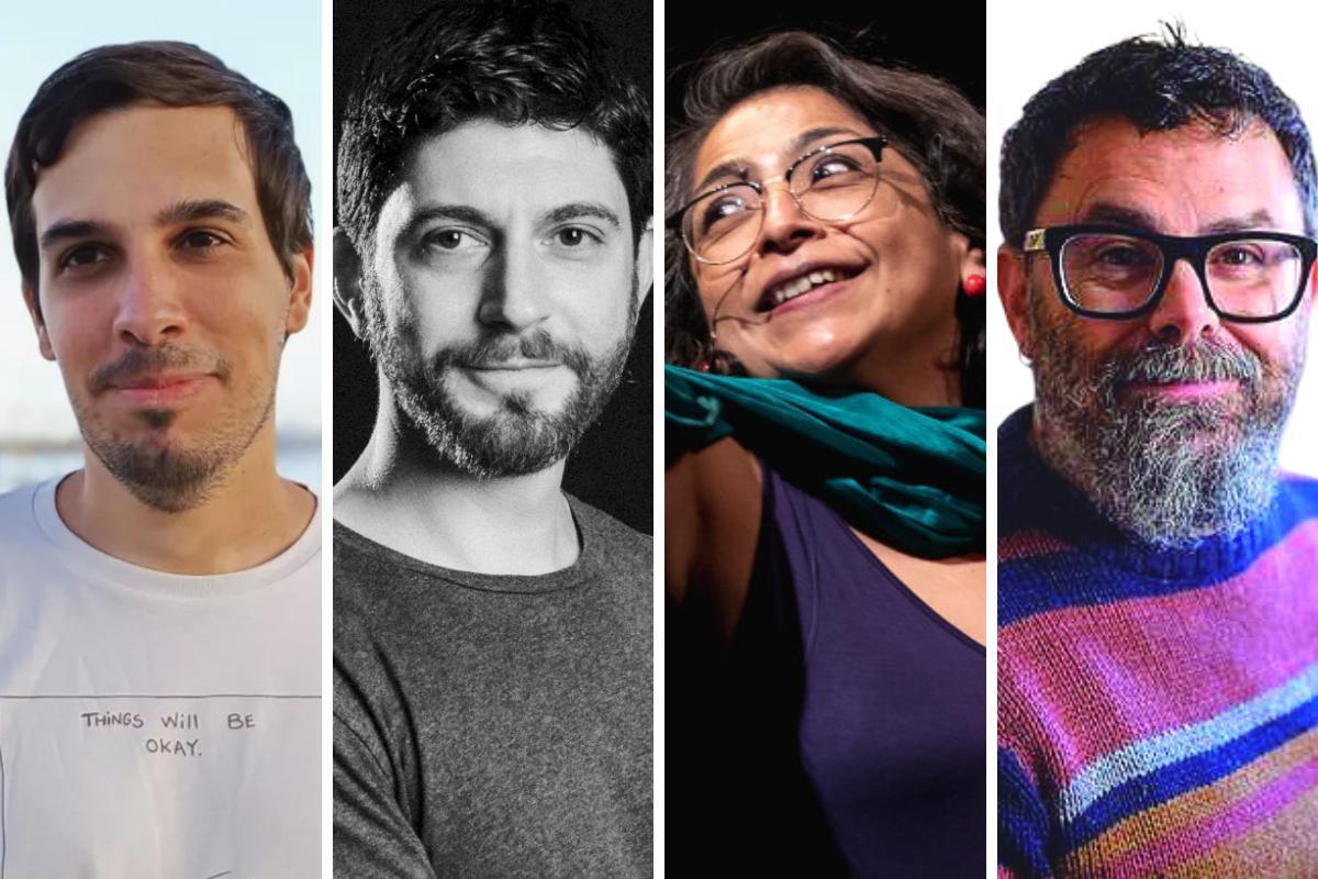 Los finalistas del premio Mandarache José Antonio Pérez Ledo (Bilbao, 1979) y Álex Orbe (Barakaldo, 1973); Borja Echeverría (Pamplona, 1988) y Maricela Guerrero (Ciudad de México, 1977)