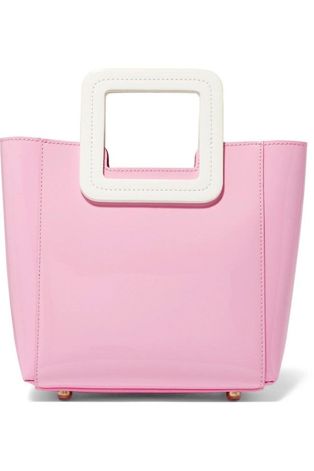 Bolso de piel rosa y blanco, de Staud