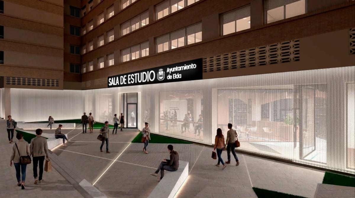 Recreación de la fachada de la sala de estudio de Elda
