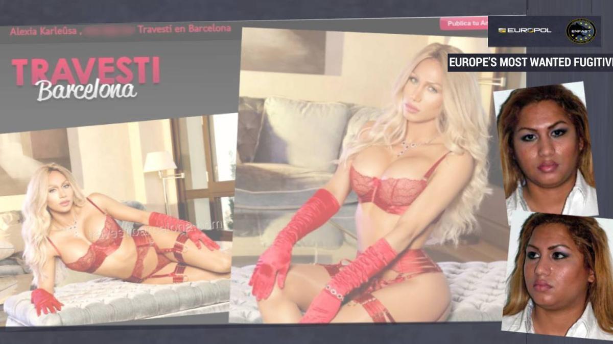 La Diabla (a la derecha), explotó mujeres en Barcelona y Caspe. Izquierda, publicidad para captar clientes de su club.