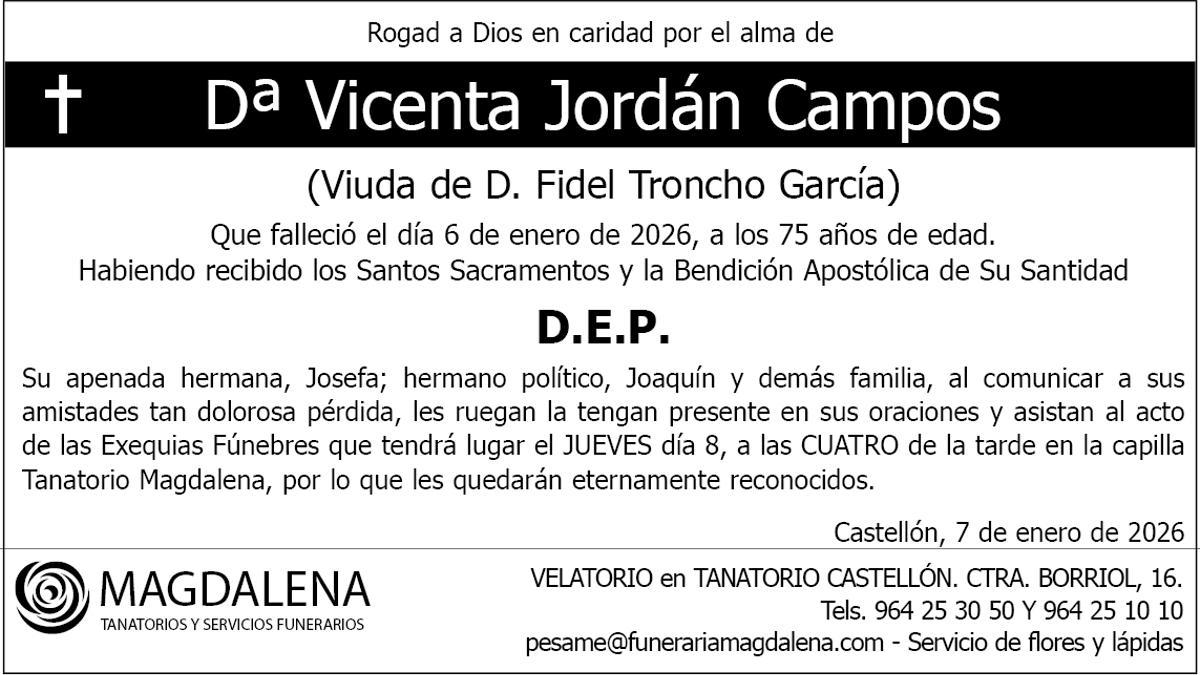 Dª Vicenta Jordán Campos