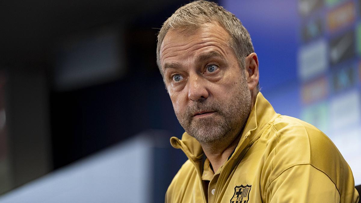 Hansi Flick en la rueda de prensa previa al partido