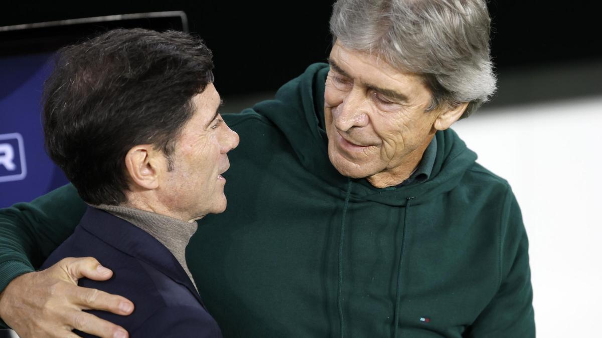 Marcelino y Pellegrini, en el Betis-Villarreal de la pasada temporada.