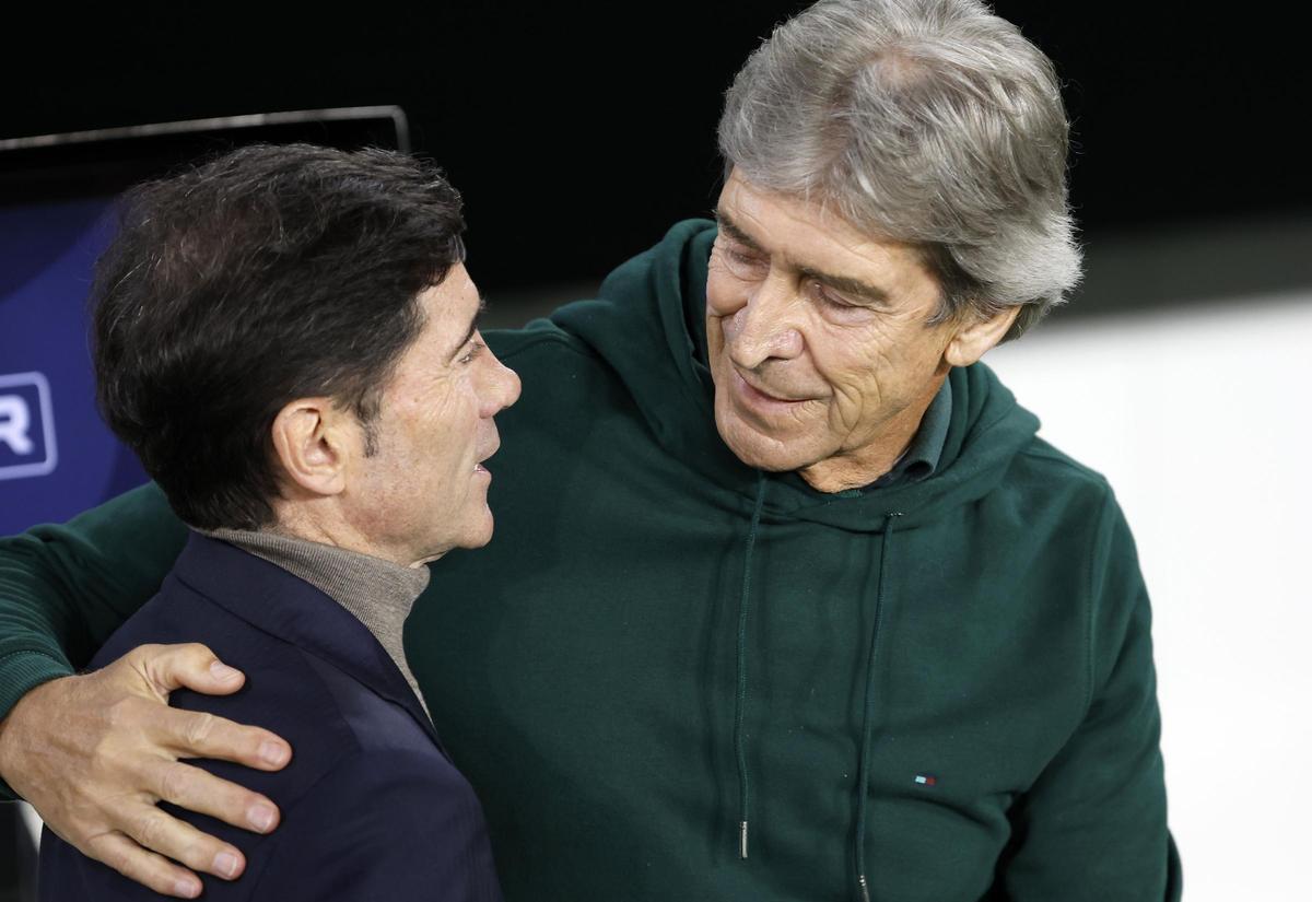 Marcelino y Pellegrini, en el Betis-Villarreal de la pasada temporada.