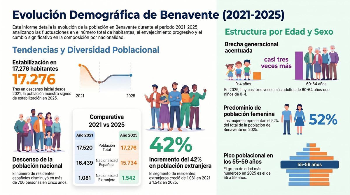 Otra infografía explicativa de la situación de la población extranjera asentada en Benavente.