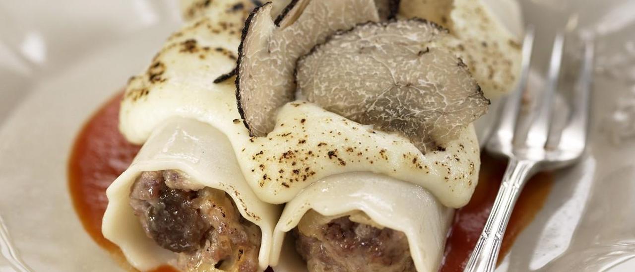 Canelones de carne de cocido con setas y trufa de Castellón, toda una &#039;delicatessen&#039;