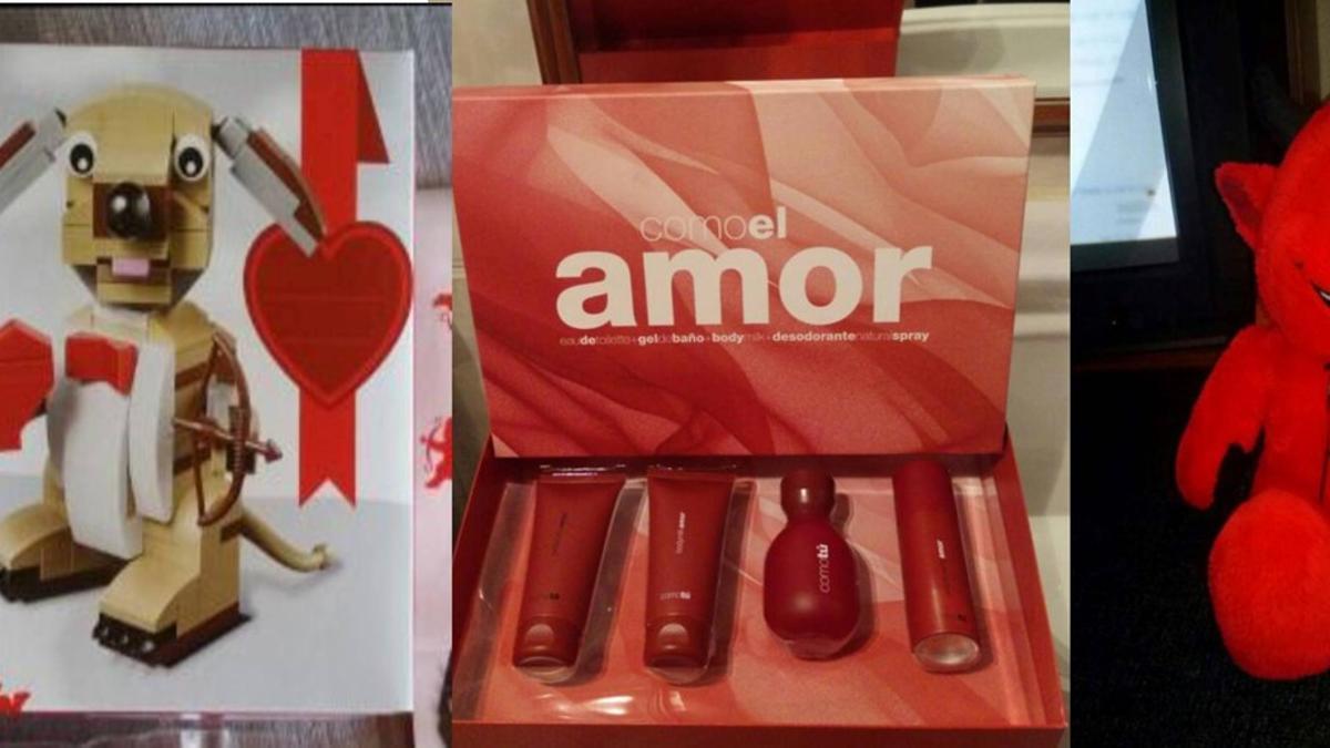 Un perro de Lego, un estuche y un peluche; ideas para un San Valentín 'lowcost'.