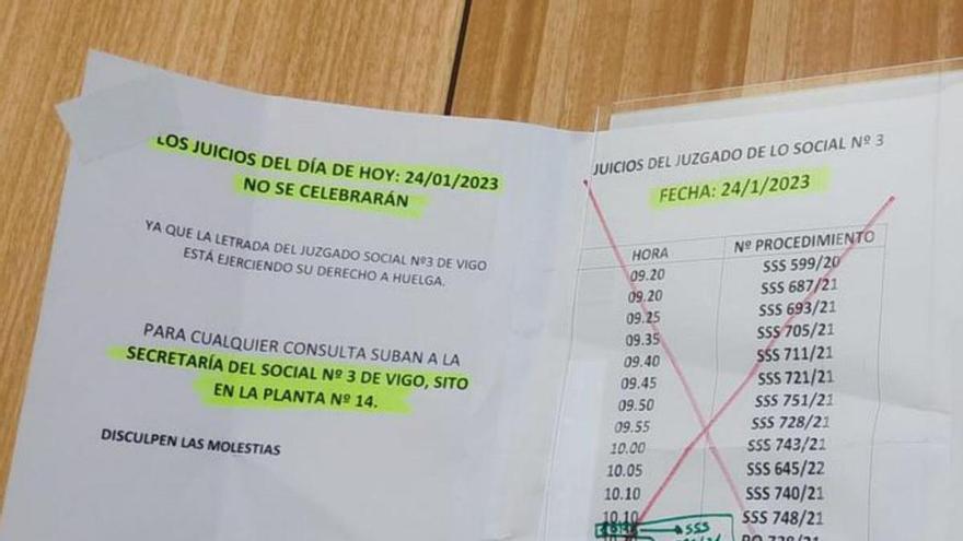 Casi 200 diligencias, declaraciones y juicios suspendidos en Vigo por la huelga