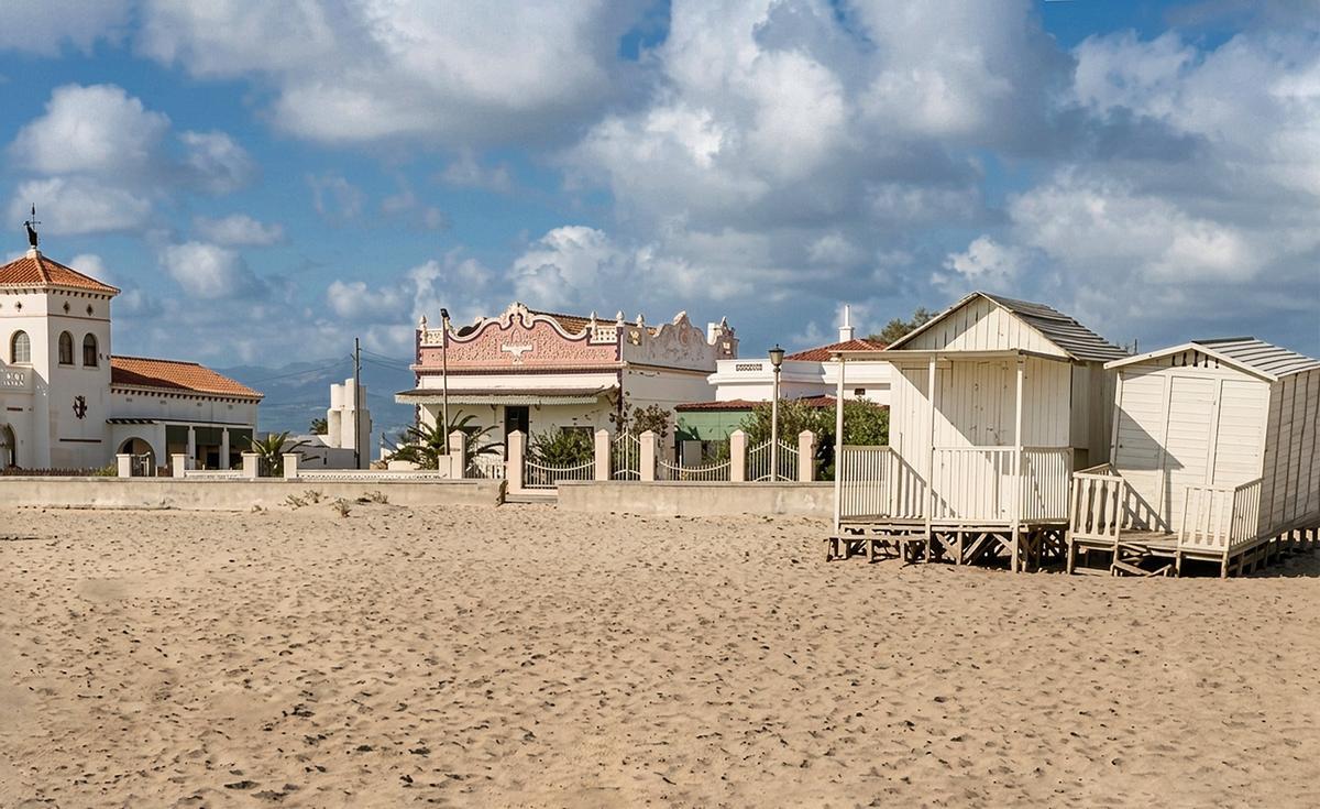 Barracas en la playa de Gandia, 1960.
