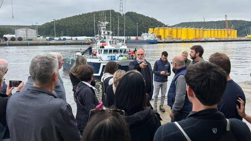 José Andrés, en el muelle pesquero avilesino, durante la descarga de bocarte. | A. P. A.