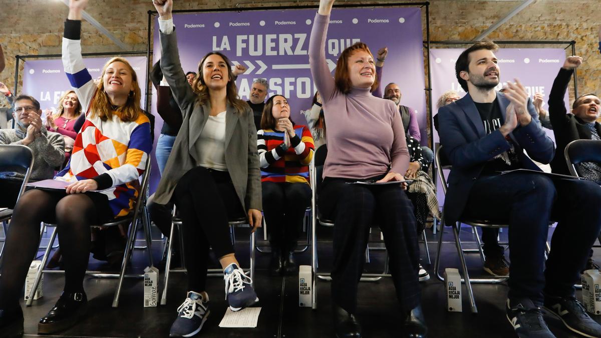 La ministra de Igualdad, Irene Montero, encabezó el acto de presentación de candidaturas de Podemos