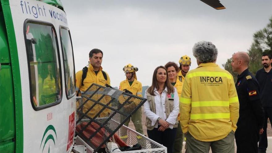 Un simulacro de incendio junto a Medina Azahara pone a prueba el plan Infoca