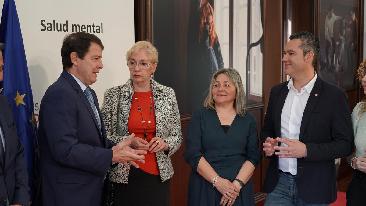 El presidente Mañueco, durante un acto sobre salud mental esta mañana.