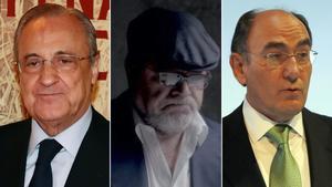 Florentino Pérez, José Manuel Villarejo e Ignacio Sánchez Galán.