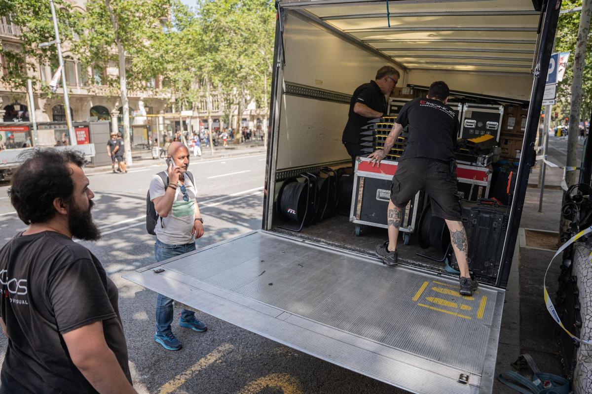 Preparativos para la exhibición de F1 en Barcelona