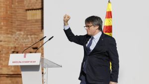 Carles Puigdemont reaparece en Barcelona en el acto convocado por el independentismo