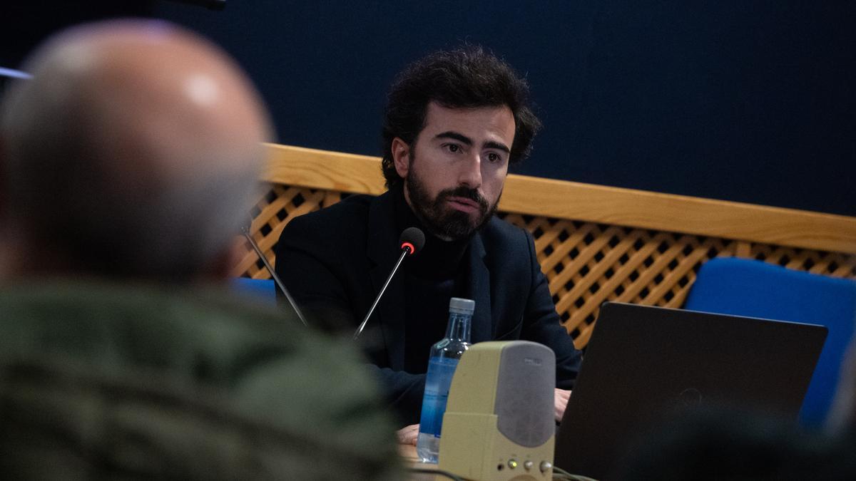 Fabricio Santos, durante la conferencia de las jornadas Únicos en la Escuela de Arte de Zamora