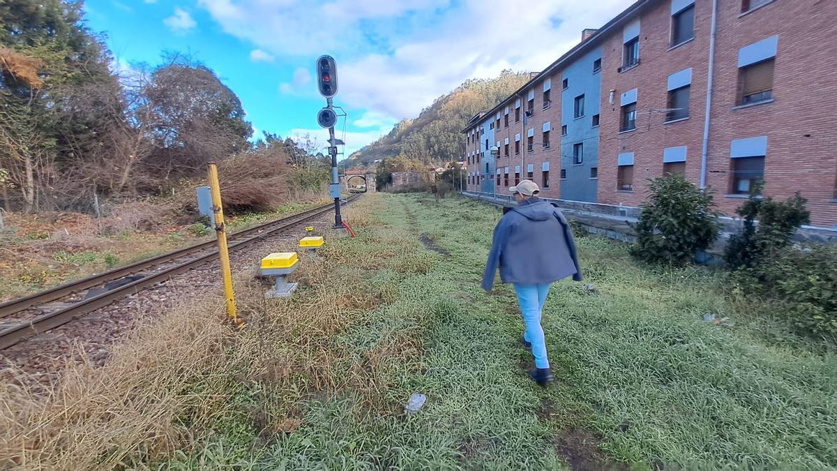 Un vecino paseando junto a las vías.