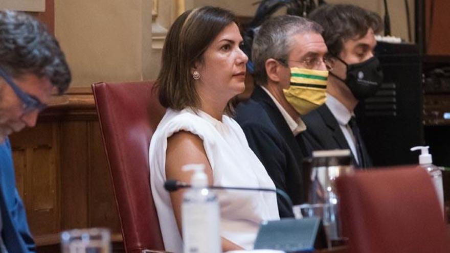 Evelyn Alonso durante el pleno de este lunes en el Ayuntamiento de Santa Cruz.