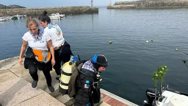 Primer chapuzón de la virgen del Carmen de Tapia: se sumerge en el puerto para proteger a las gentes del mar