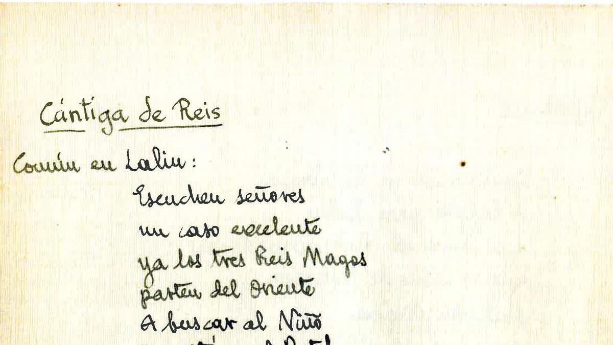 Cantigas de Reis e Panxoliñas recollidas do arquivo persoal de Vicente Risco.